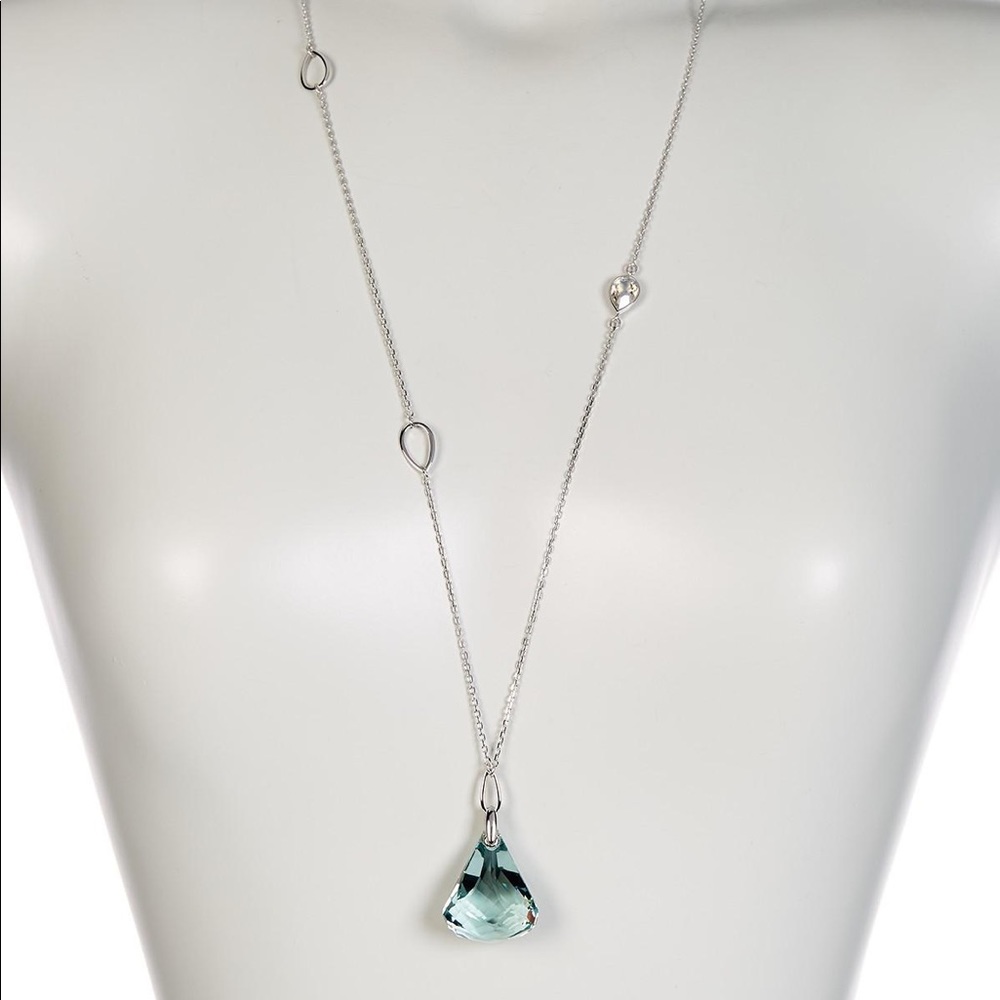 Swarovski Lunar Moonlight Crystal Long Pear Shaped Pendant Necklace, in Blue